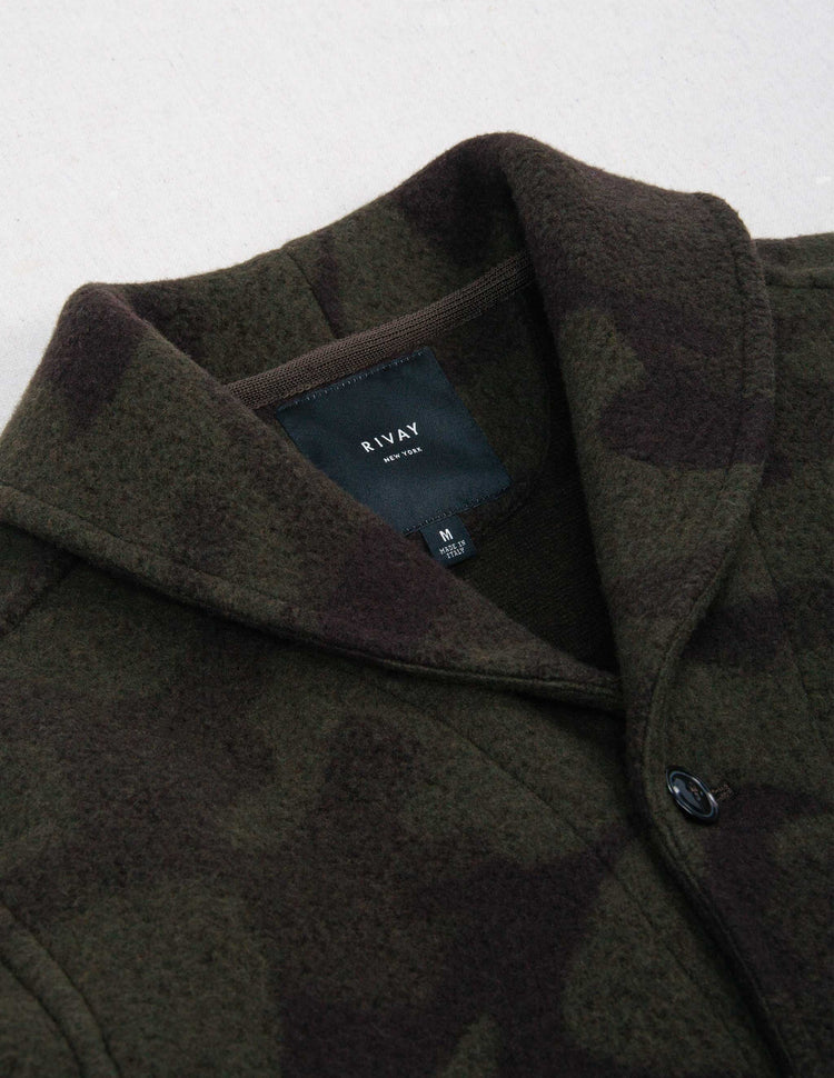 Hale Wool Cardigan in Olive Camouflage
