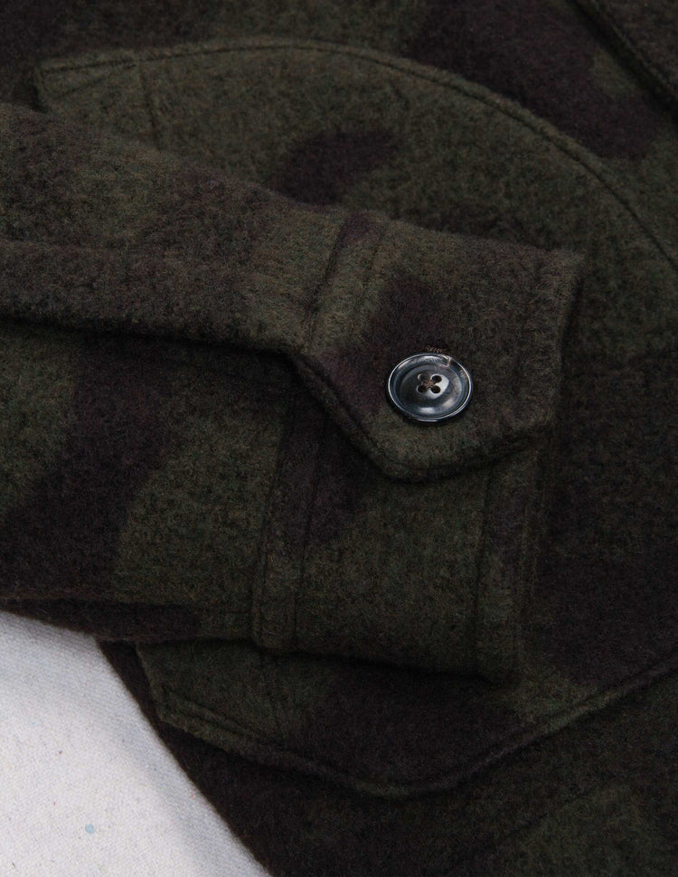 Hale Wool Cardigan in Olive Camouflage