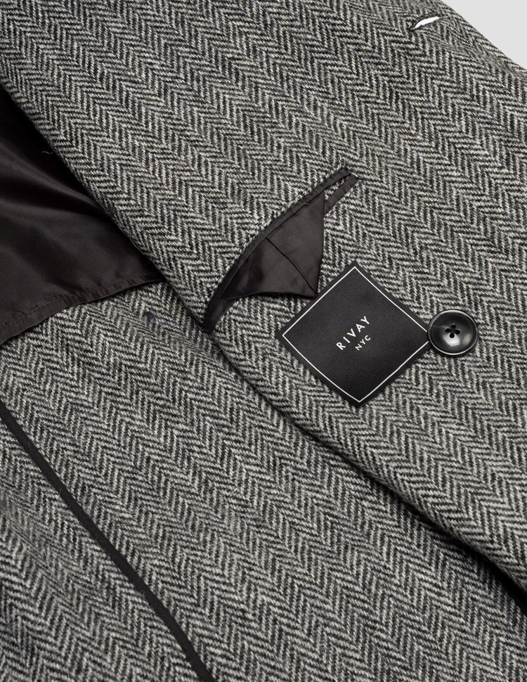 Harris Tweed Herringbone Double Breasted Topcoat