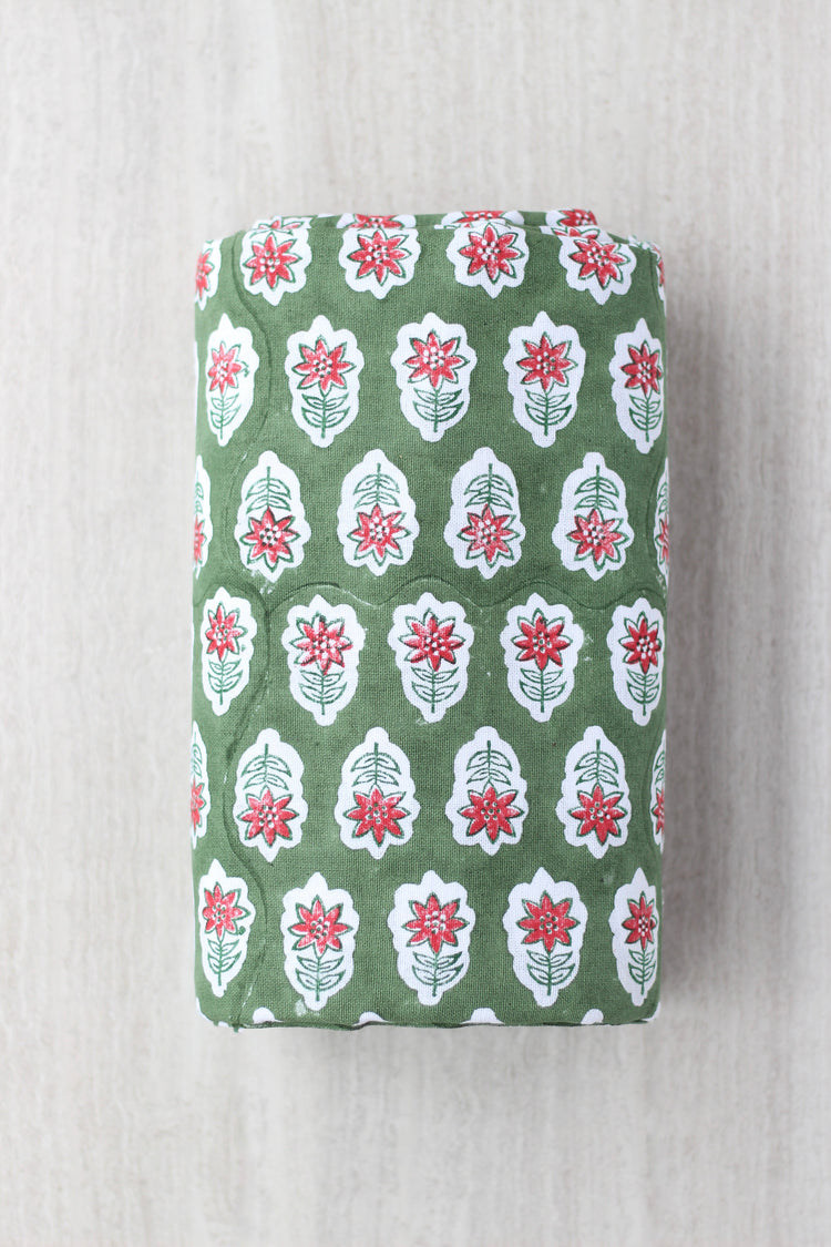 Tablecloth in Poinsettia, Sage & Red
