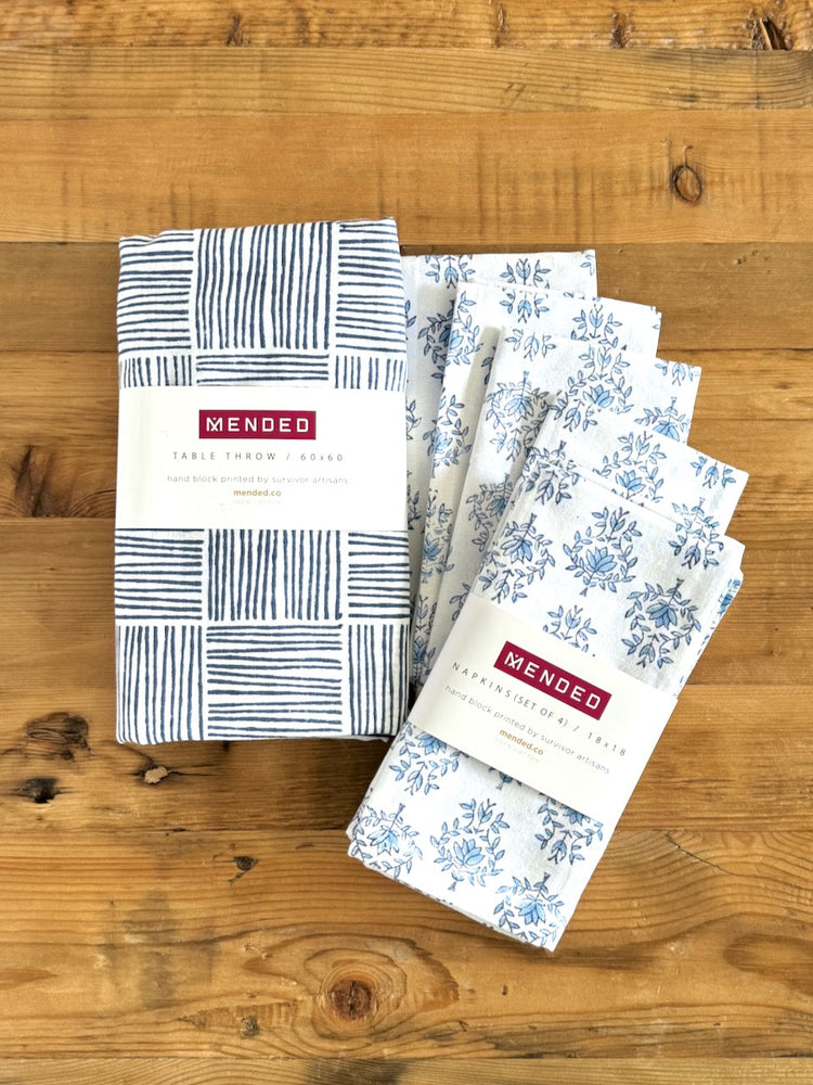 Navy Tablescape: Table Throw + Dinner Napkins Set