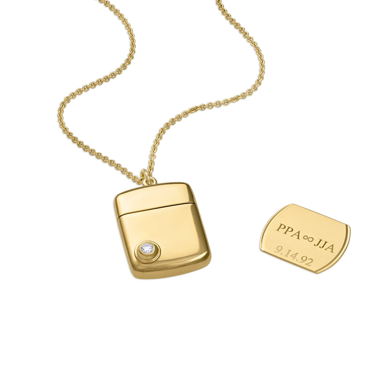 JJ Memento 18k Gold Pendant with Solitaire Diamond