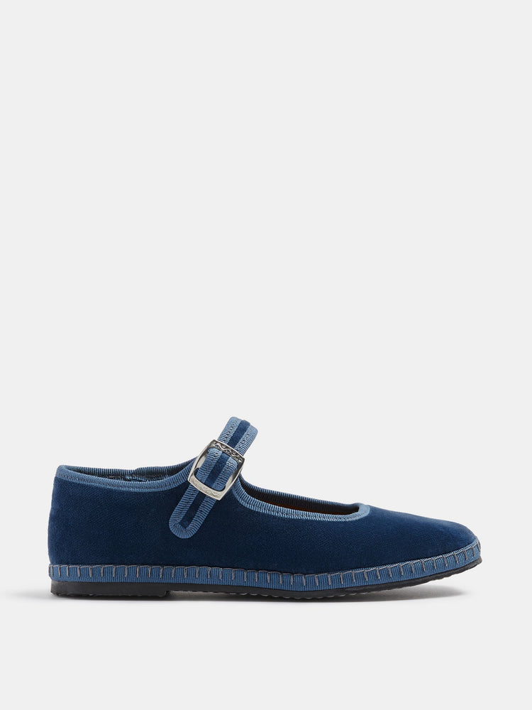 Kids Soft Mary Jane in Jeans Velvet