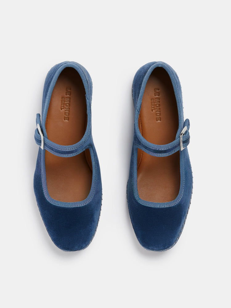Kids Soft Mary Jane in Jeans Velvet