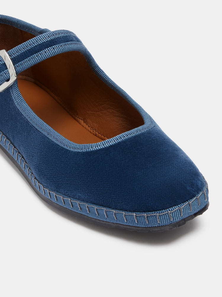 Kids Soft Mary Jane in Jeans Velvet