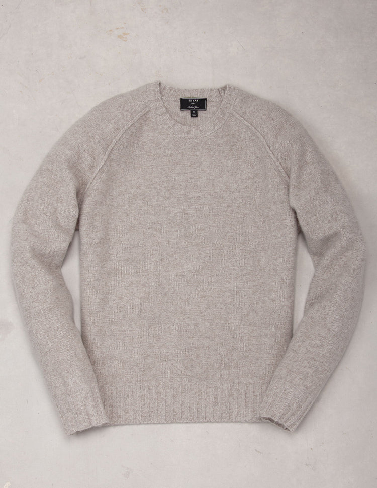 Kent Wool Crewneck Sweater in Khaki Marl