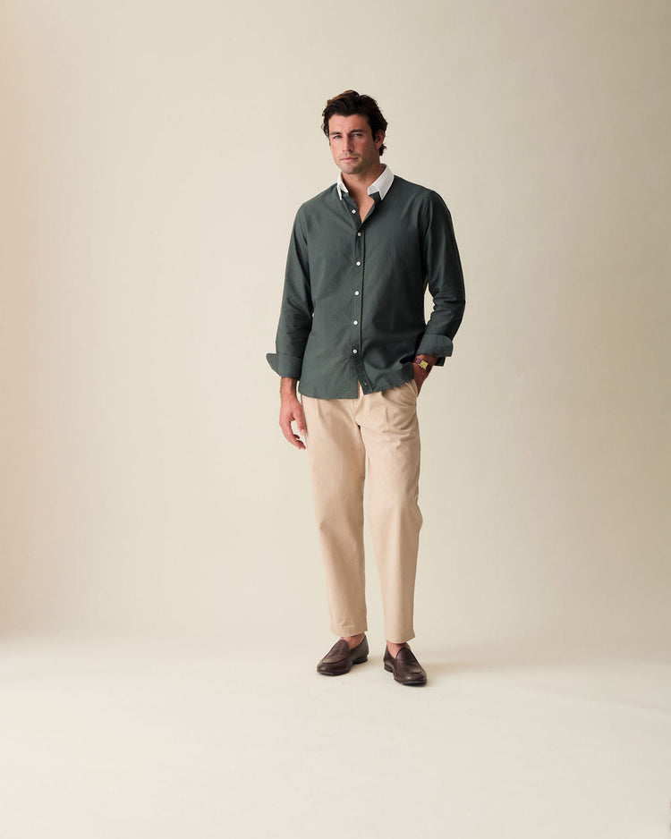 ‘Le Original’ Hunter Green Contrast Oxford Shirt