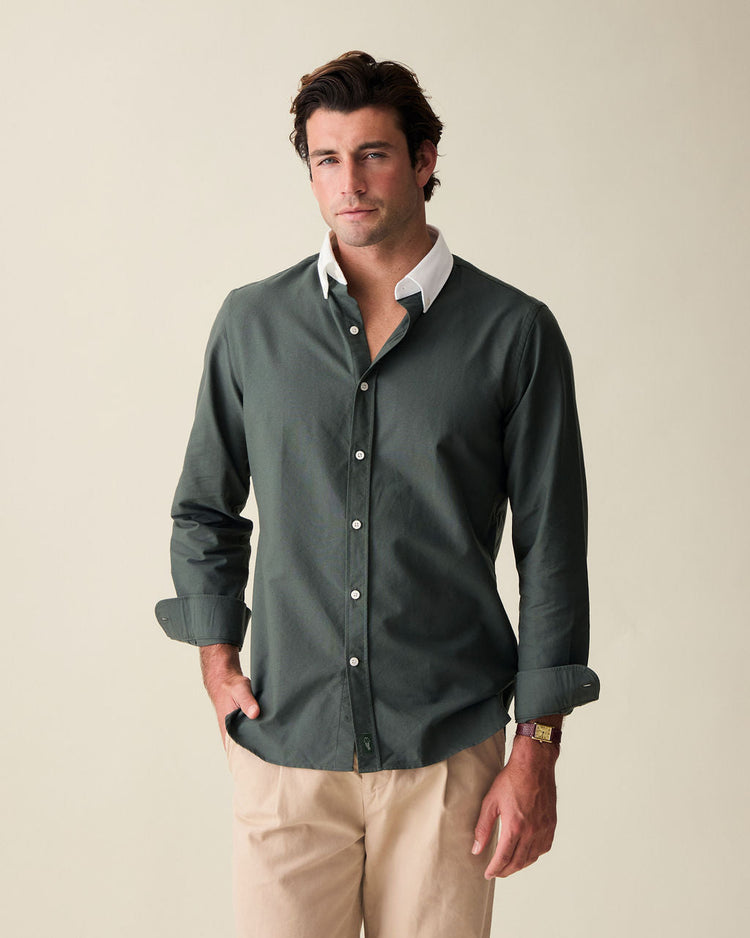 ‘Le Original’ Hunter Green Contrast Oxford Shirt