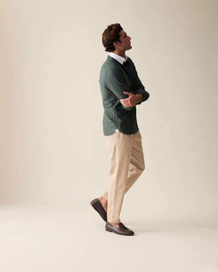 ‘Le Original’ Hunter Green Contrast Oxford Shirt