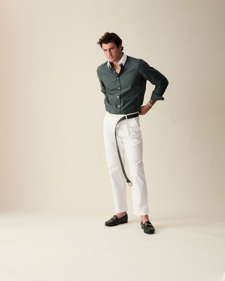 ‘Le Original’ Hunter Green Contrast Oxford Shirt