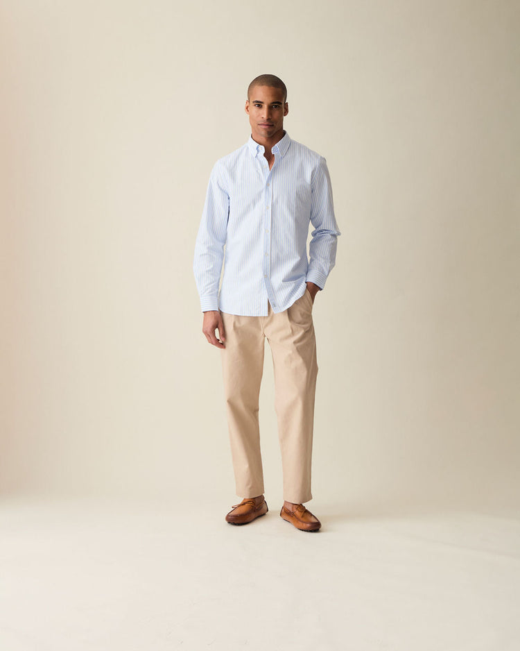 Thick Stripe Light Blue Oxford Shirt