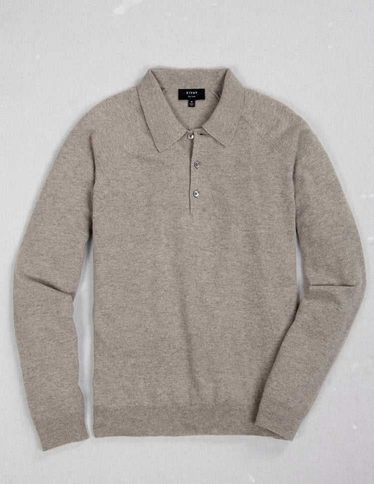 Luca Italian Wool Sweater Polo in Camel