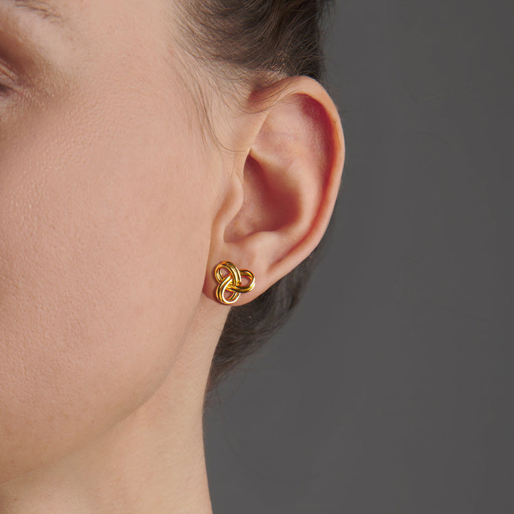 Love Knot Stud Earrings in 24k Gold