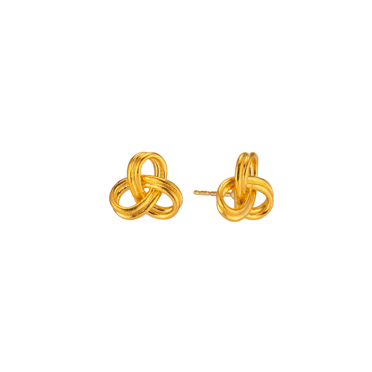 Love Knot Stud Earrings in 24k Gold
