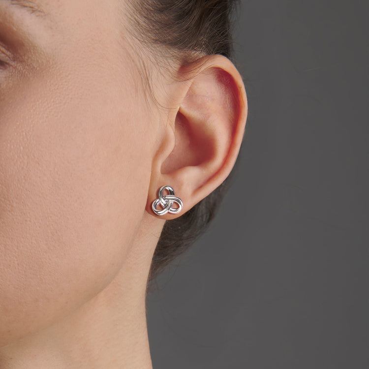 Love Knot Stud Earrings in Platinum