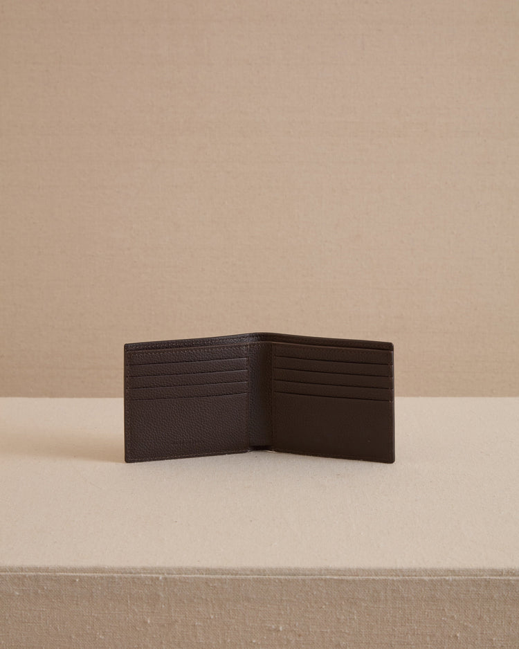 Bi-Fold Wallet in Chocolate Tumbled Grain
