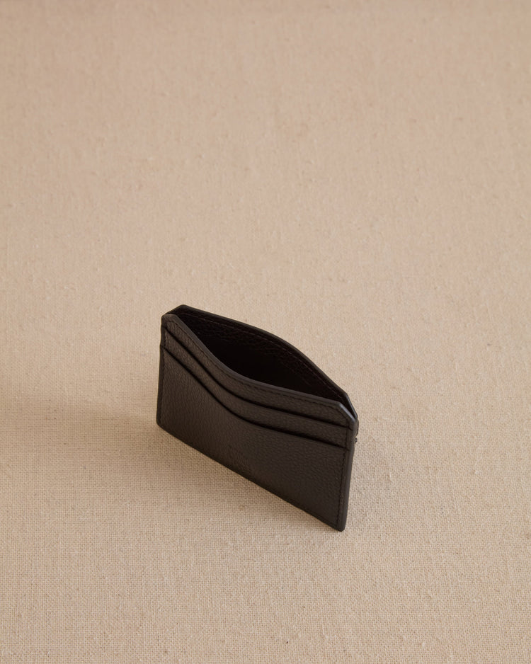 Card Case in Black Tumbled Grain