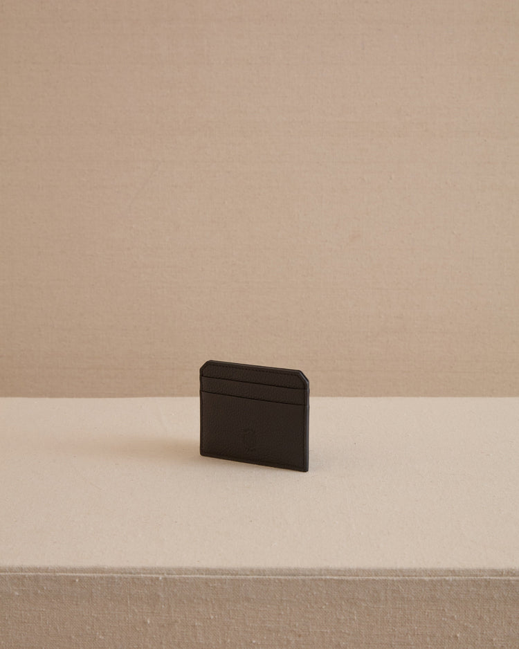 Card Case in Black Tumbled Grain
