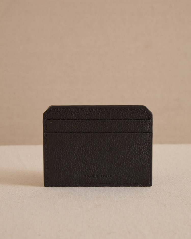 Card Case in Black Tumbled Grain