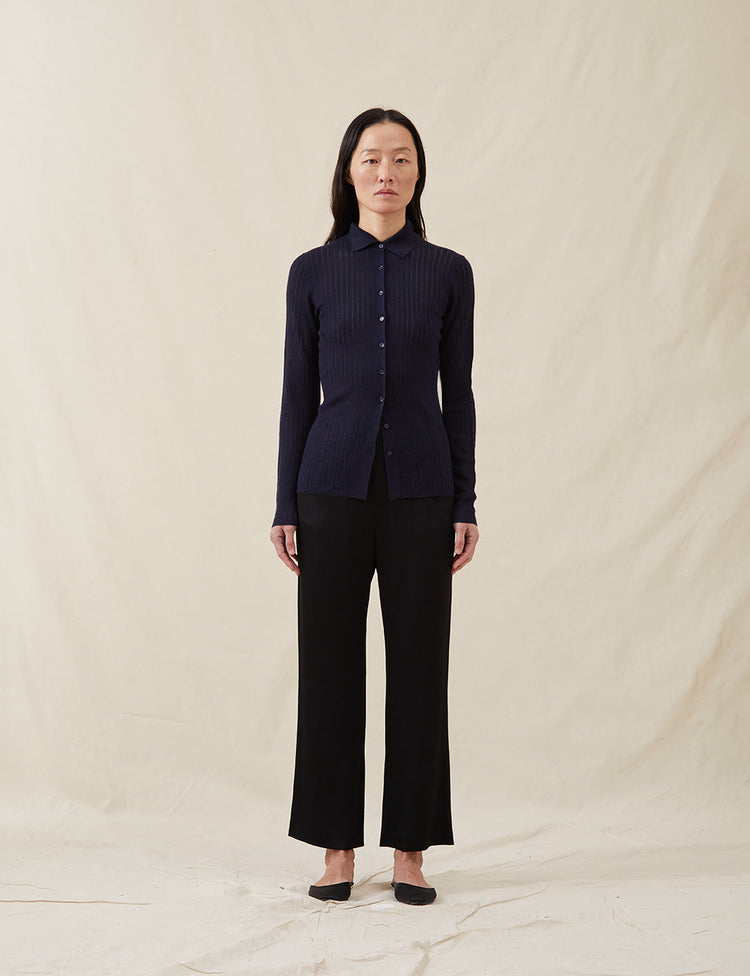 The Whisper Knit Polo in Navy