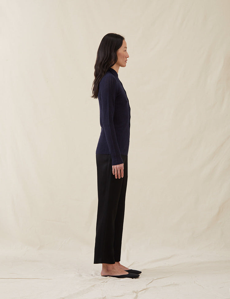The Whisper Knit Polo in Navy