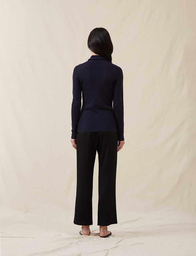 The Whisper Knit Polo in Navy