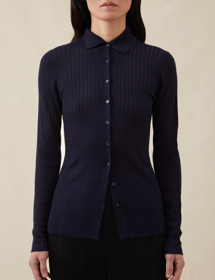 The Whisper Knit Polo in Navy