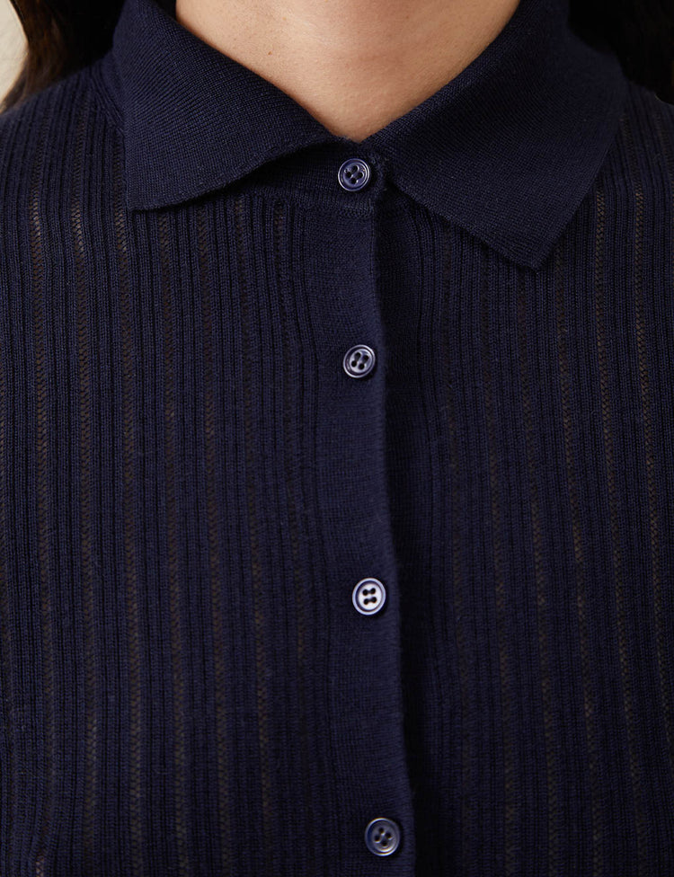 The Whisper Knit Polo in Navy