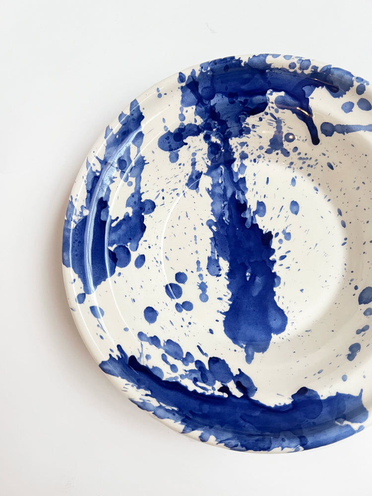 Blue Splatterware Pasta Dish