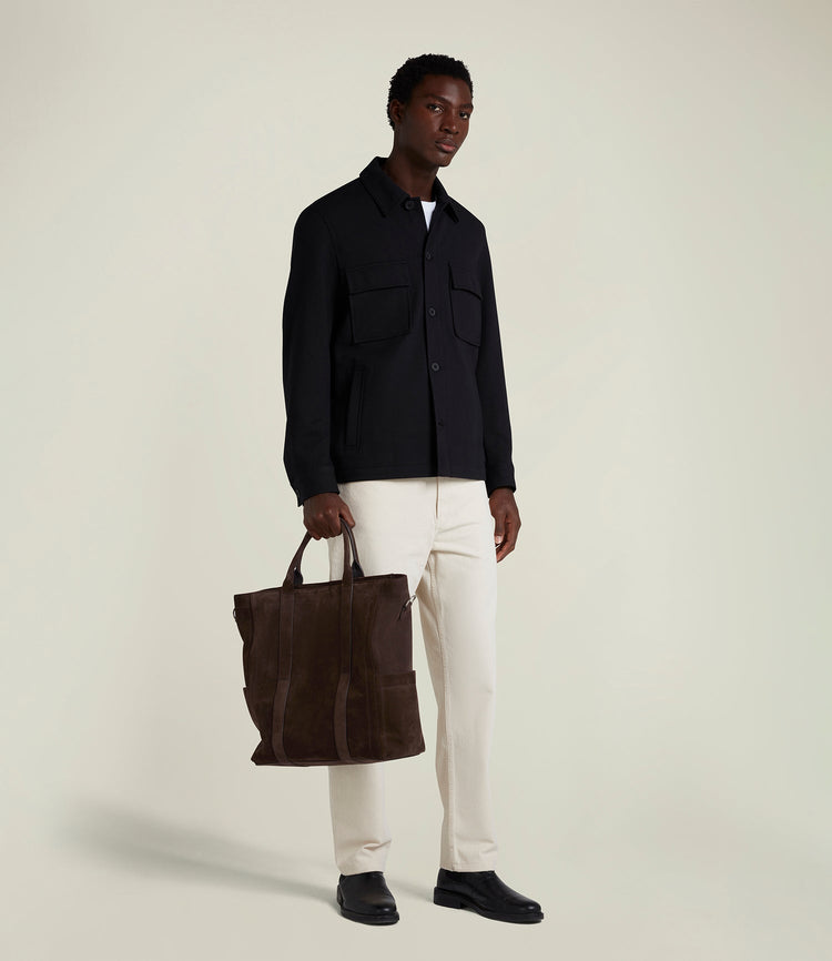 Mariner Zippered Tote in Suede Chocolate