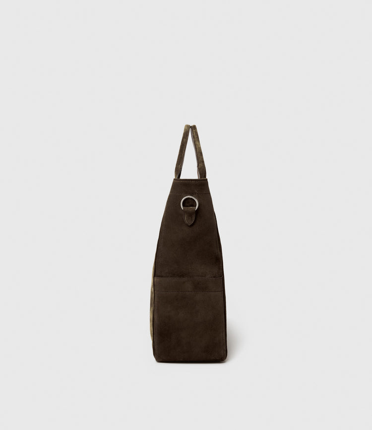 Mariner Zippered Tote in Suede Chocolate