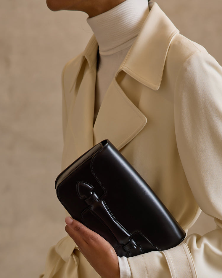 Romy Clutch in Box Calf Palmellato Black