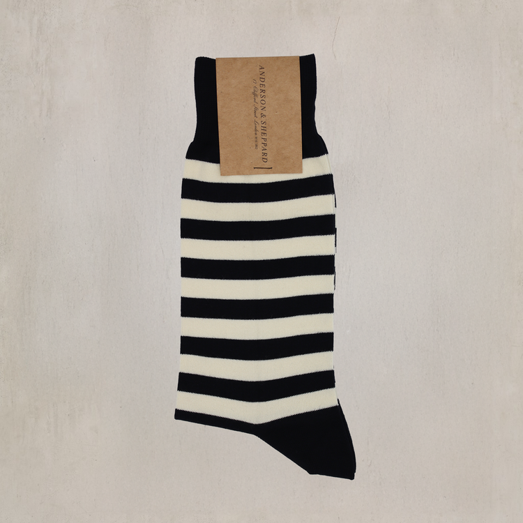 Striped Cotton Socks in Navy