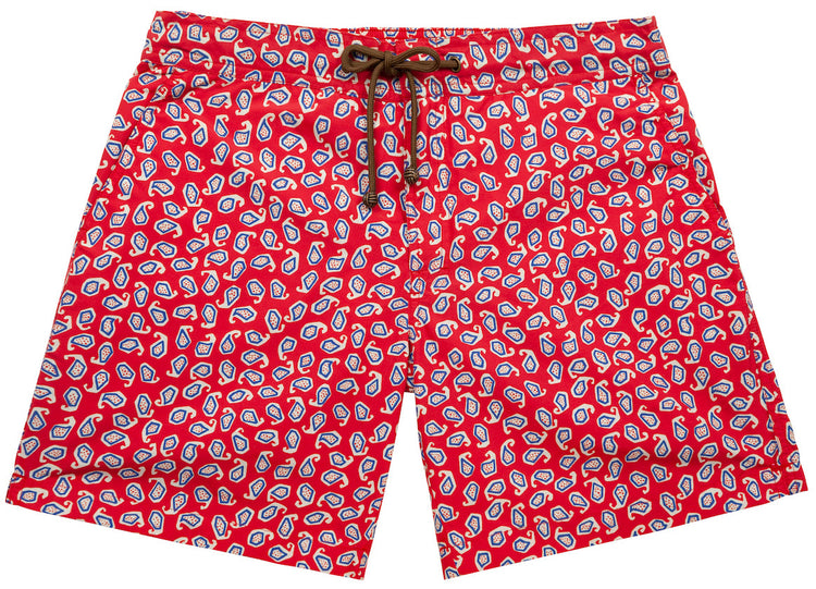 Paisley Swim Shorts - Red
