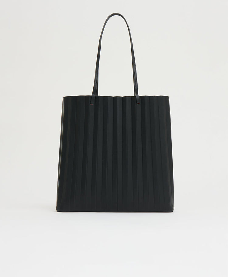 Large Pleated Filo Tote in Black/Flamma