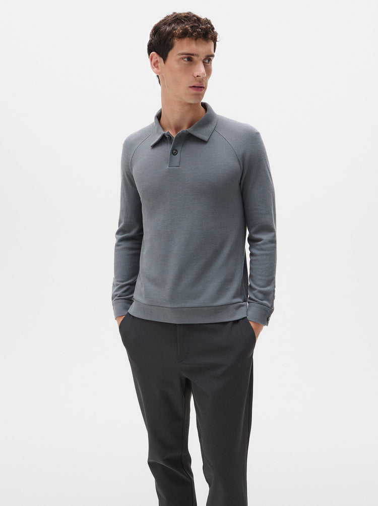 Silk Long Sleeve Pique Polo