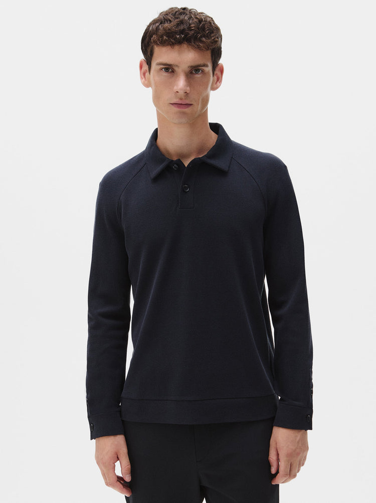 Silk Long Sleeve Pique Polo
