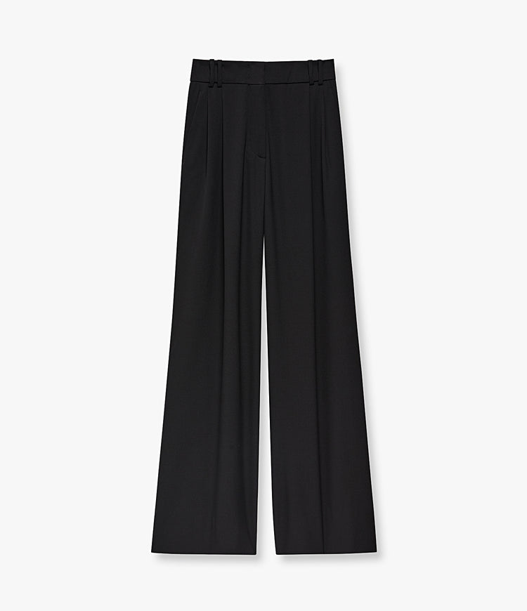 Twill Pleated Trouser in Black