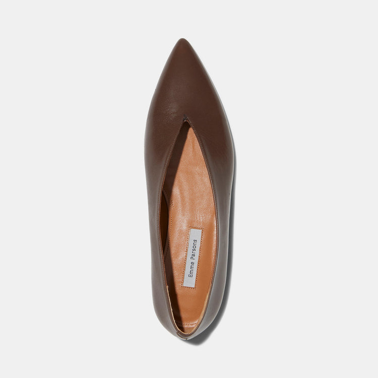 Pointy Flat in Chocolate Nappa