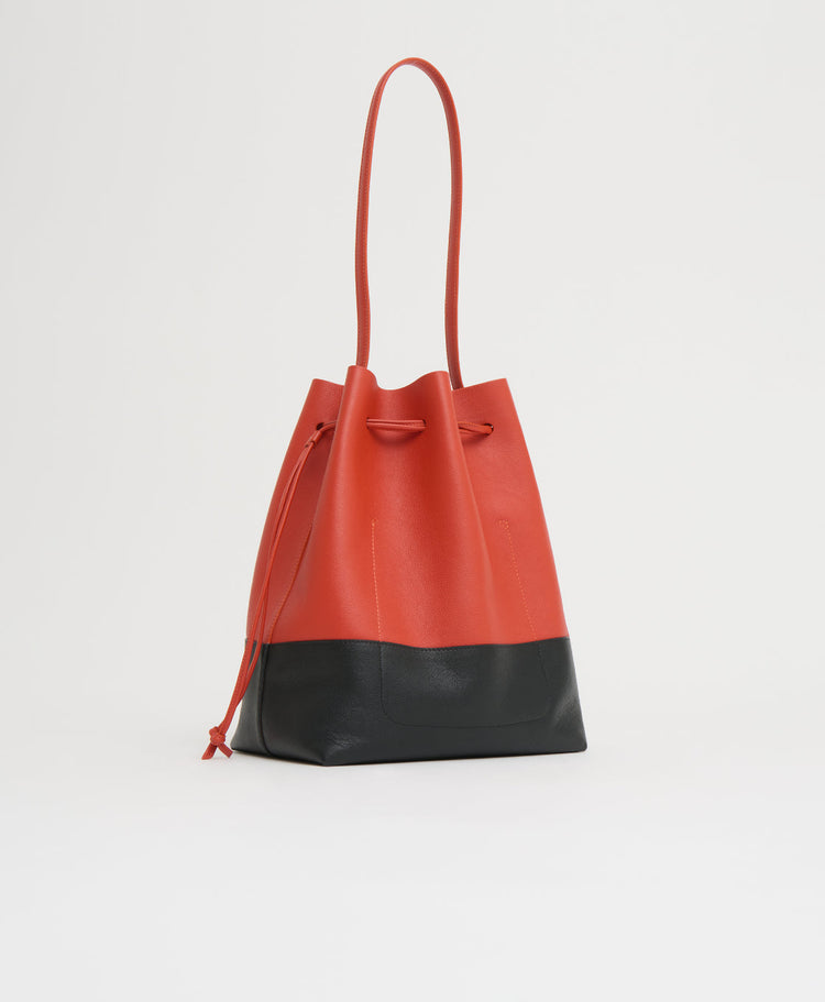 Drawstring Cabas in Pomodoro/Black