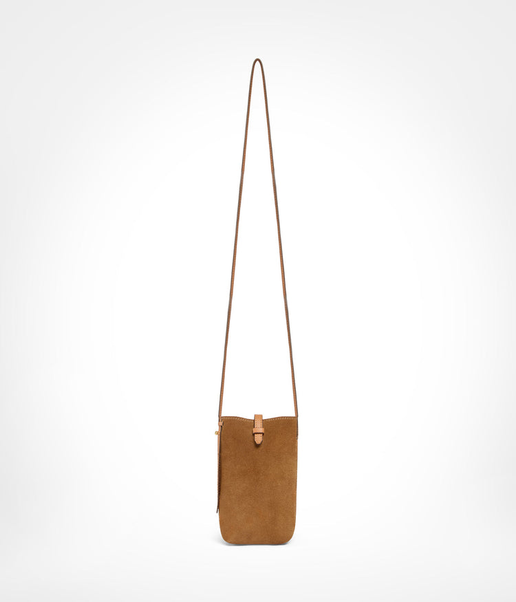 Phone Pouch Suede in Walnut