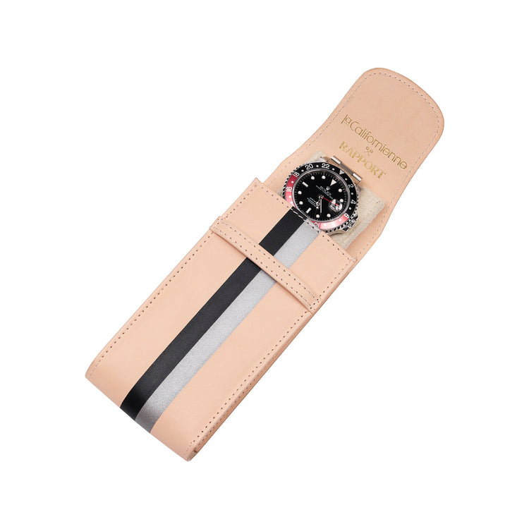 La Californienne Single Watch Pouch in Black/Silver