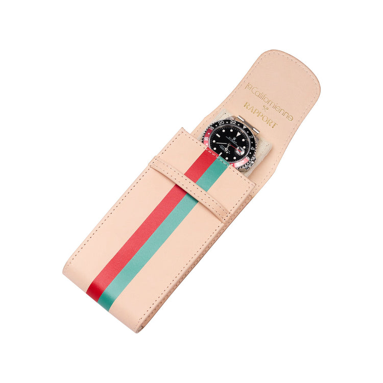 x La Californienne Single Watch Pouch in Red/Turquoise