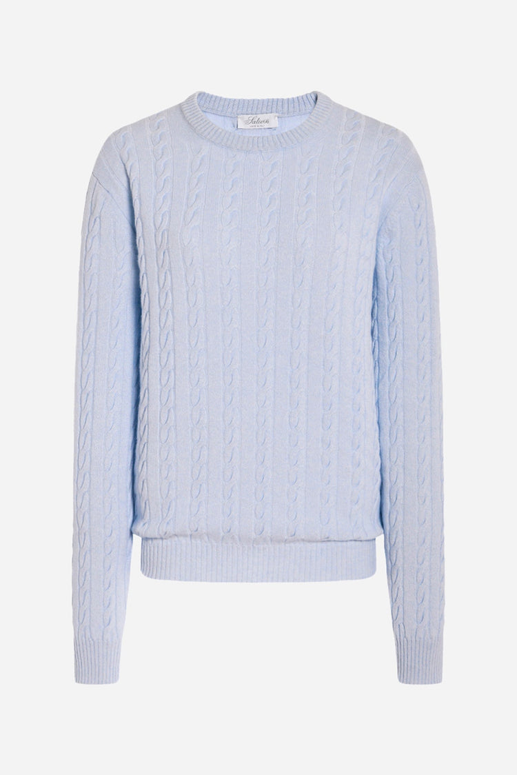 Raymond Cable-Knit Cashmere Sweater in Light Blue