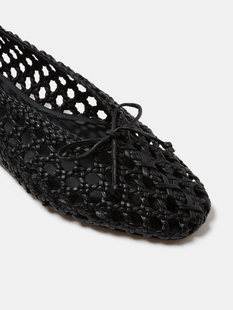 Regency Woven Slipper in Black Leather