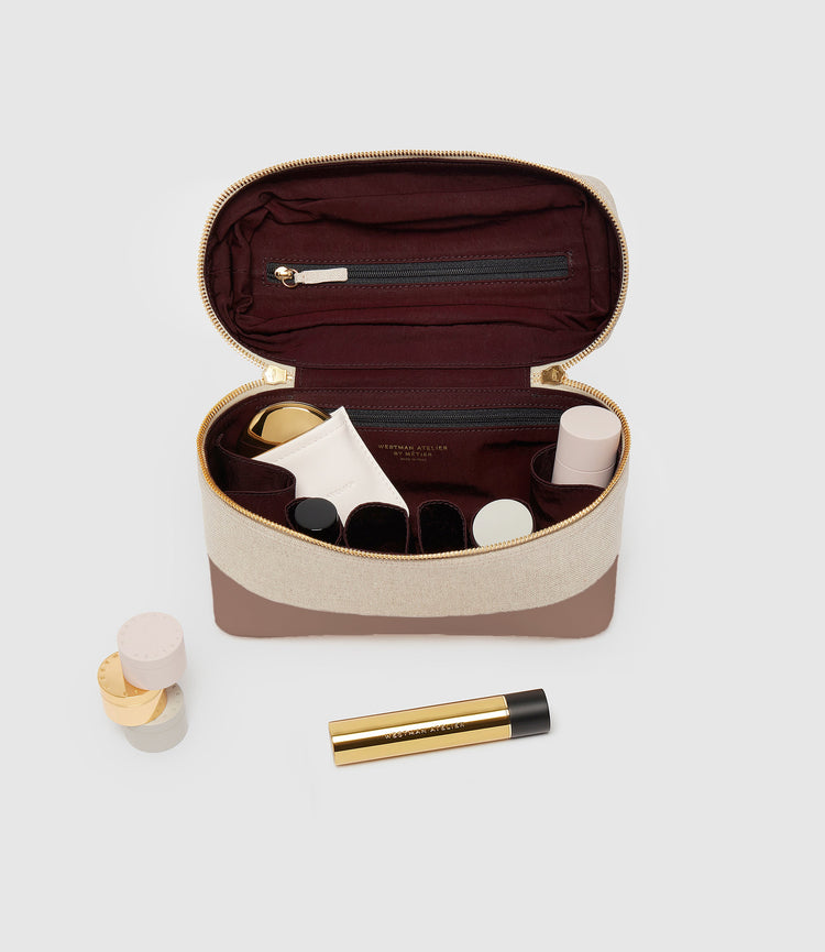 Makeup Train Case in Natural Linen