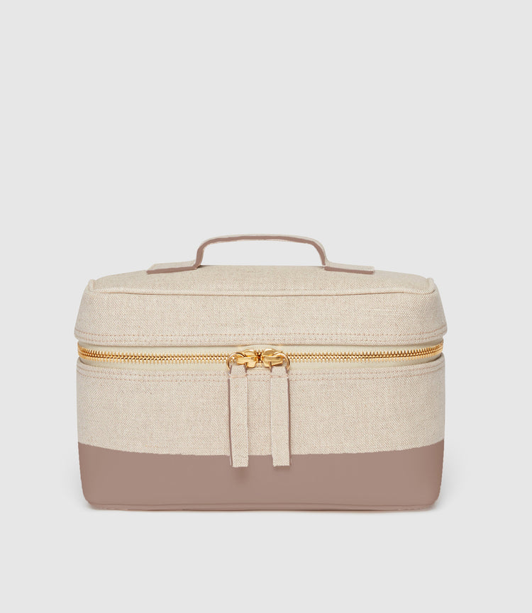 Makeup Train Case in Natural Linen