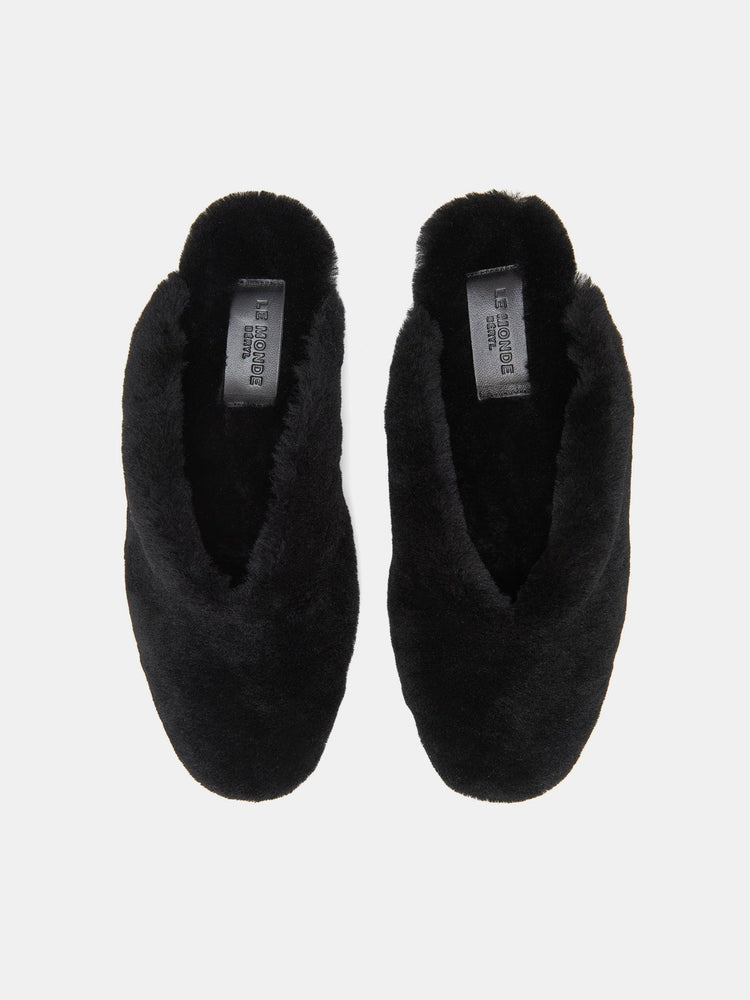 Regency Mule in Black Shearling