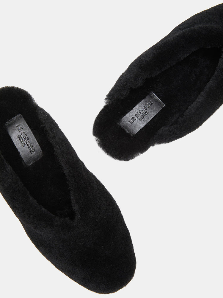 Regency Mule in Black Shearling