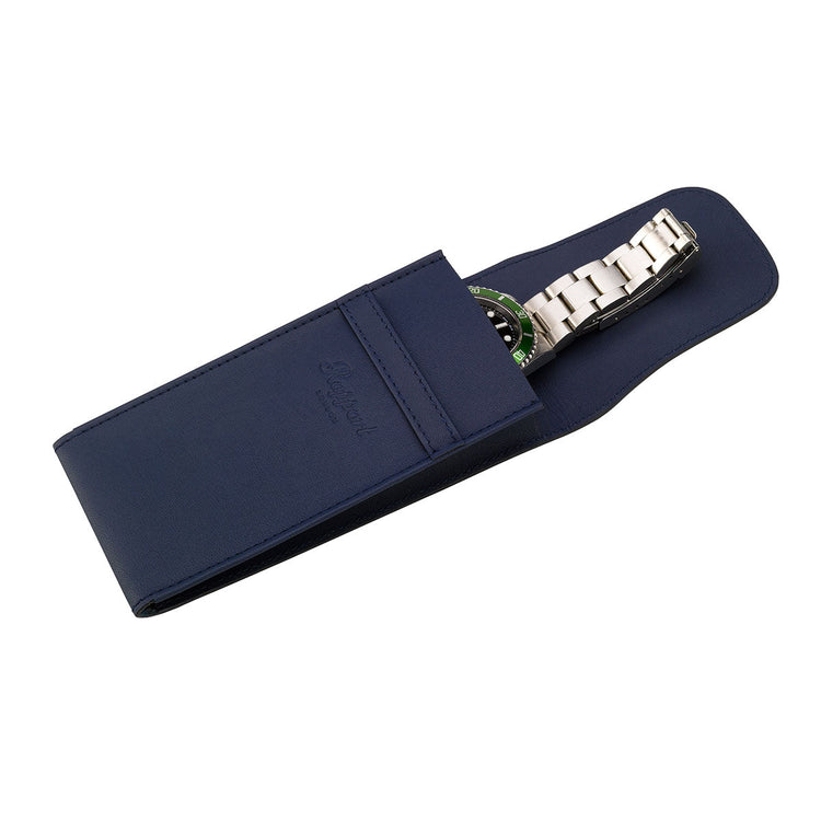 Hyde Park Leather Watch Pouch in Navy